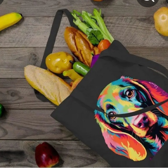 New Puppy & Floral Tote Bag - Picture 3 of 6